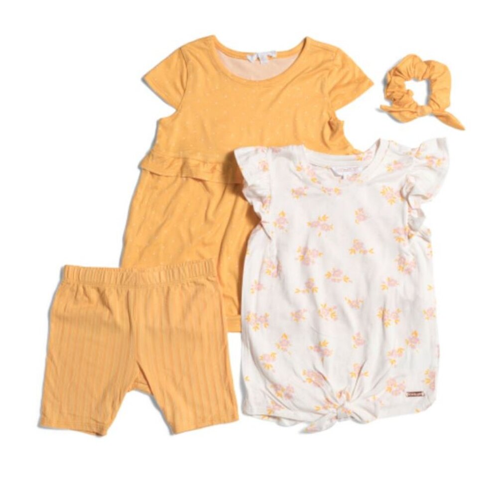 NWT KENSIE Girl 4pc Tunic And Bike Shorts Set Yellow